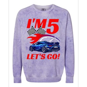 Kids 5 Year Old 5th Racing Racecar Birthday Party Colorblast Crewneck Sweatshirt