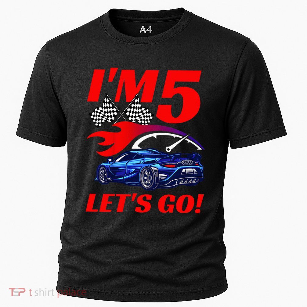 Kids 5 Year Old 5th Racing Racecar Birthday Party Performance Shirt