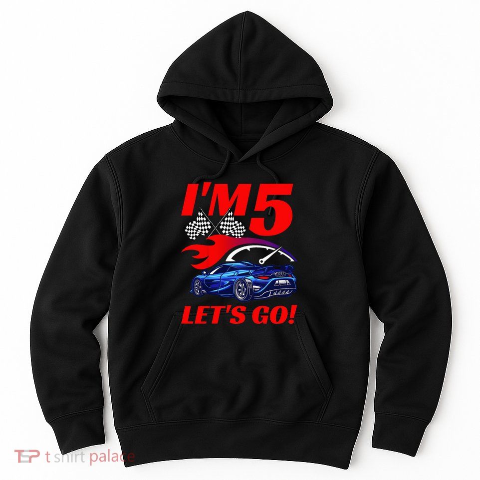 Kids 5 Year Old 5th Racing Racecar Birthday Party Hoodie