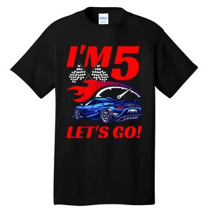 Kids 5 Year Old 5th Racing Racecar Birthday Party Tall T-Shirt