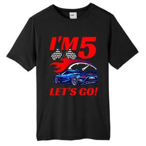 Kids 5 Year Old 5th Racing Racecar Birthday Party Tall Fusion ChromaSoft Performance T-Shirt