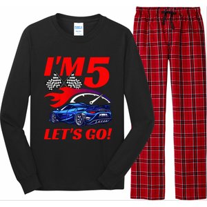 Kids 5 Year Old 5th Racing Racecar Birthday Party Long Sleeve Pajama Set