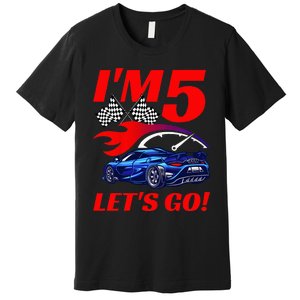 Kids 5 Year Old 5th Racing Racecar Birthday Party Premium T-Shirt