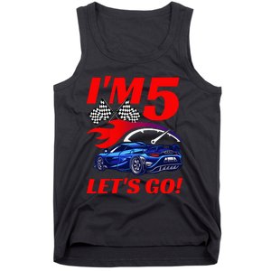 Kids 5 Year Old 5th Racing Racecar Birthday Party Tank Top