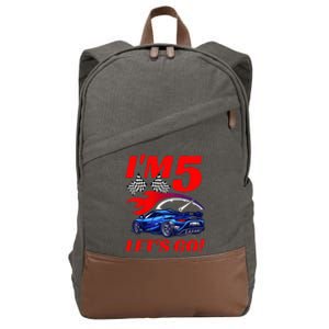 Kids 5 Year Old 5th Racing Racecar Birthday Party Cotton Canvas Backpack