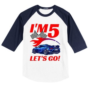 Kids 5 Year Old 5th Racing Racecar Birthday Party Baseball Sleeve Shirt