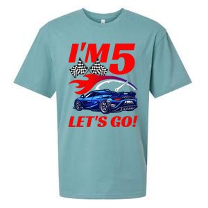 Kids 5 Year Old 5th Racing Racecar Birthday Party Sueded Cloud Jersey T-Shirt