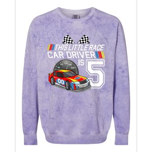 Kids 5 Year Old Race Car Birthday 5th Stock Car Racing Party Colorblast Crewneck Sweatshirt