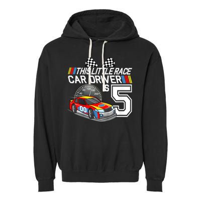Kids 5 Year Old Race Car Birthday 5th Stock Car Racing Party Garment-Dyed Fleece Hoodie