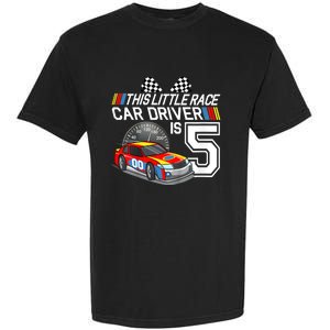 Kids 5 Year Old Race Car Birthday 5th Stock Car Racing Party Garment-Dyed Heavyweight T-Shirt