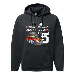 Kids 5 Year Old Race Car Birthday 5th Stock Car Racing Party Performance Fleece Hoodie