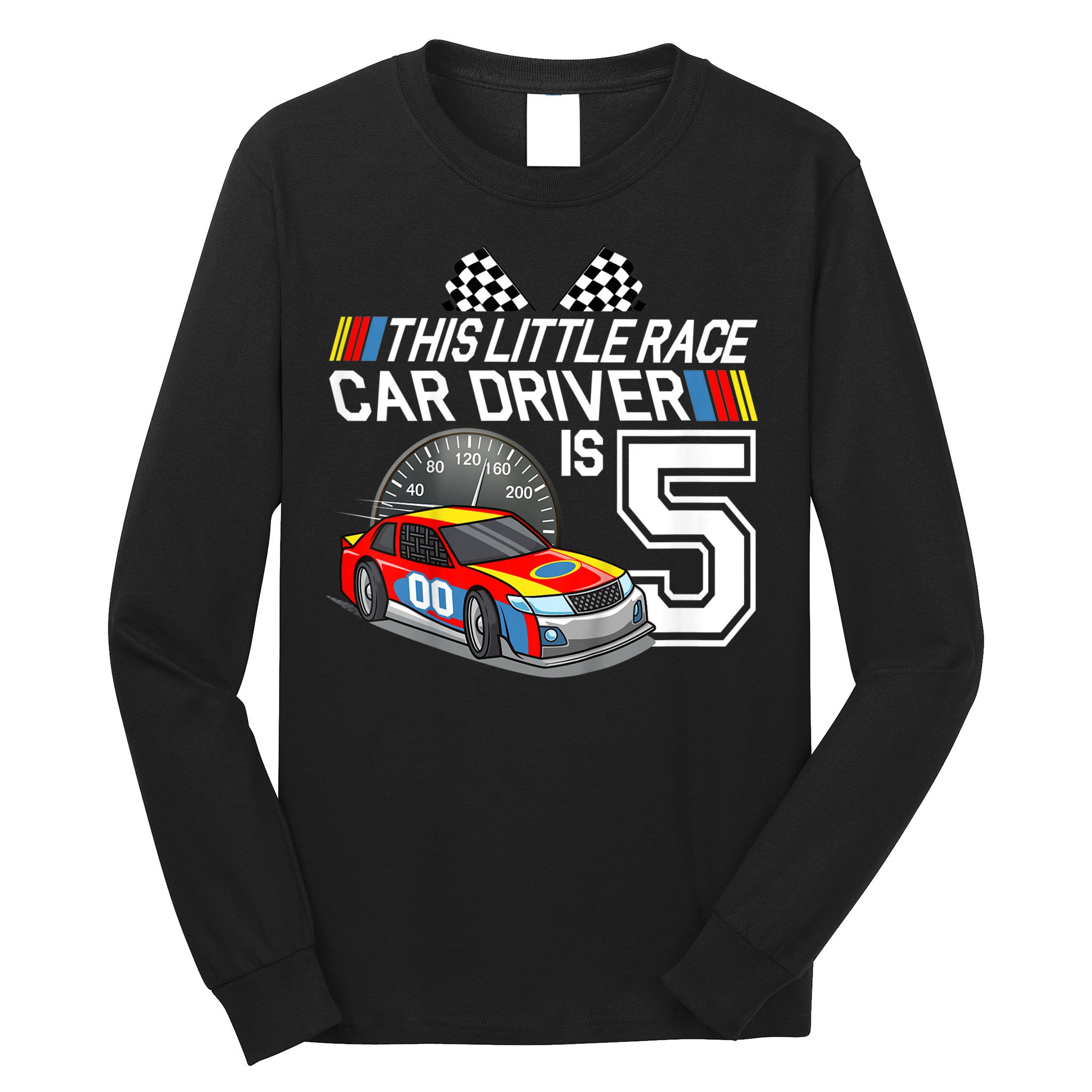 Kids 5 Year Old Race Car Birthday 5th Stock Car Racing Party Long Sleeve Shirt