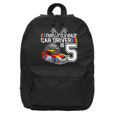 Kids 5 Year Old Race Car Birthday 5th Stock Car Racing Party 16 in Basic Backpack
