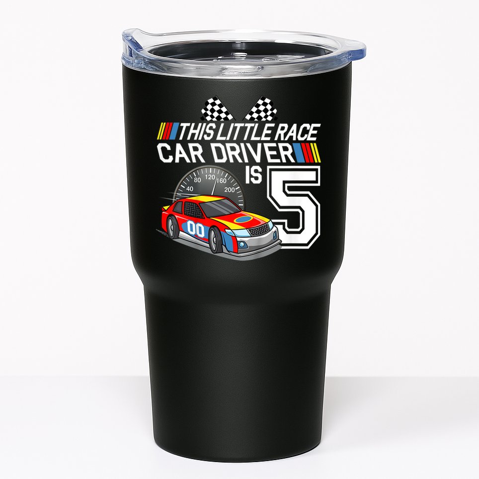 Kids 5 Year Old Race Car Birthday 5th Stock Car Racing Party Tumbler