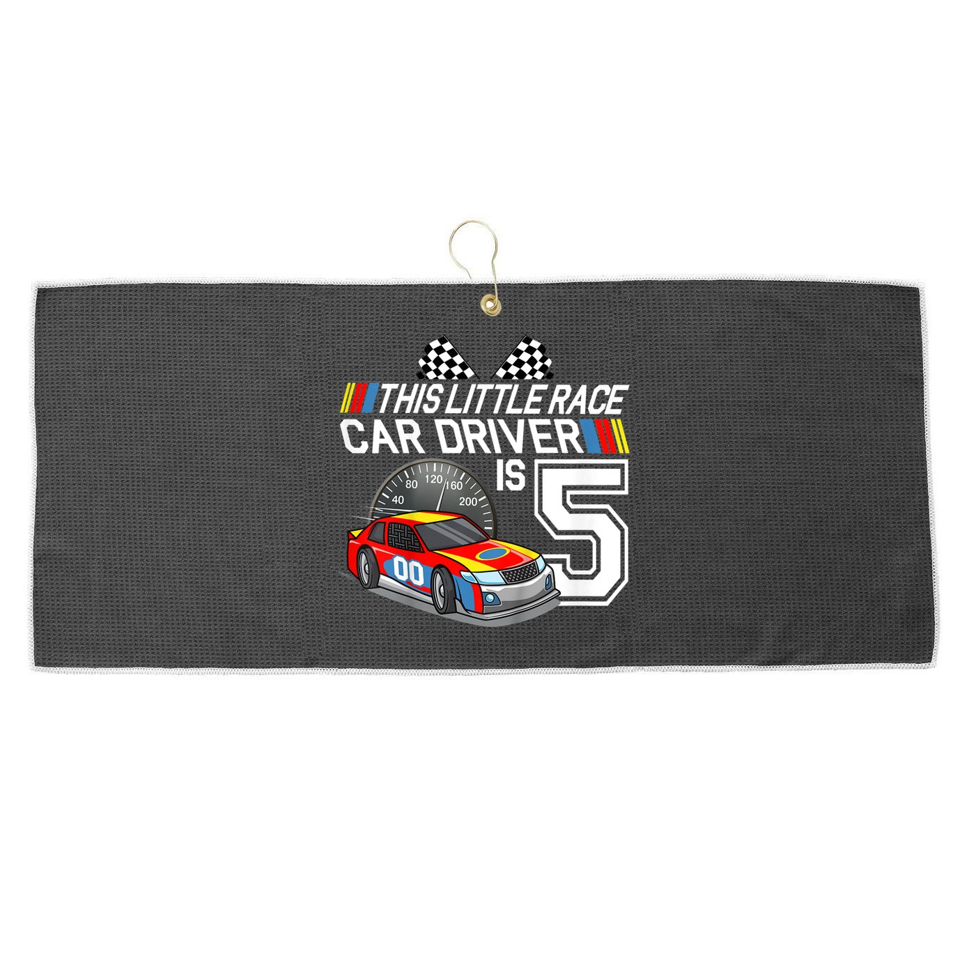 Kids 5 Year Old Race Car Birthday 5th Stock Car Racing Party Large Microfiber Waffle Golf Towel