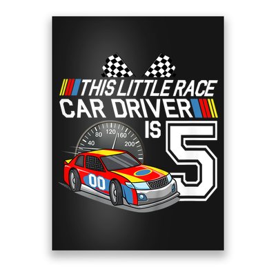 Kids 5 Year Old Race Car Birthday 5th Stock Car Racing Party Poster