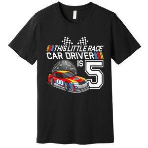 Kids 5 Year Old Race Car Birthday 5th Stock Car Racing Party Premium T-Shirt