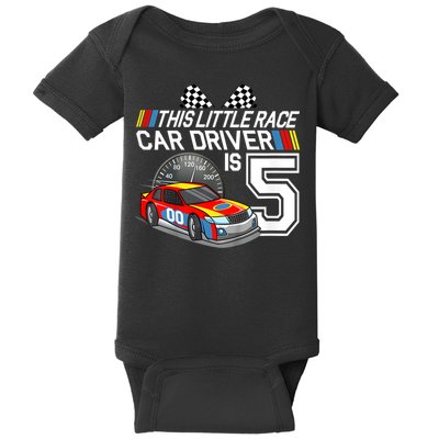 Kids 5 Year Old Race Car Birthday 5th Stock Car Racing Party Baby Bodysuit