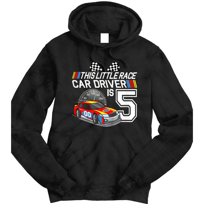 Kids 5 Year Old Race Car Birthday 5th Stock Car Racing Party Tie Dye Hoodie