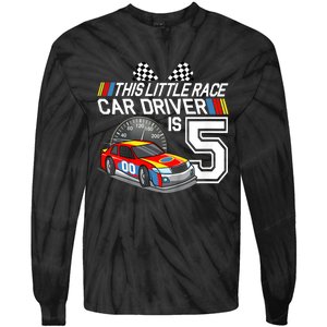 Kids 5 Year Old Race Car Birthday 5th Stock Car Racing Party Tie-Dye Long Sleeve Shirt