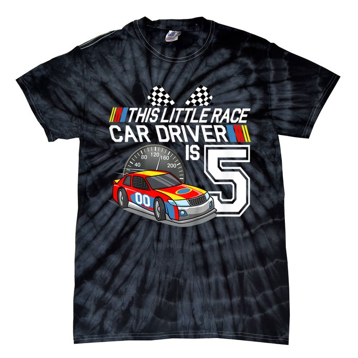 Kids 5 Year Old Race Car Birthday 5th Stock Car Racing Party Tie-Dye T-Shirt