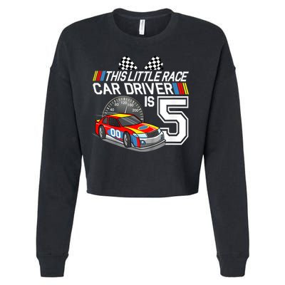 Kids 5 Year Old Race Car Birthday 5th Stock Car Racing Party Cropped Pullover Crew
