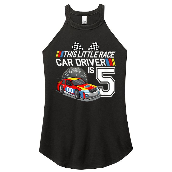 Kids 5 Year Old Race Car Birthday 5th Stock Car Racing Party Women's Perfect Tri Rocker Tank