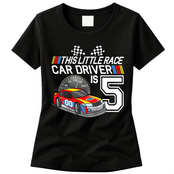 Kids 5 Year Old Race Car Birthday 5th Stock Car Racing Party Womens T-Shirt