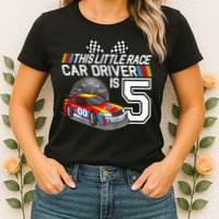 Kids 5 Year Old Race Car Birthday 5th Stock Car Racing Party Womens T-Shirt