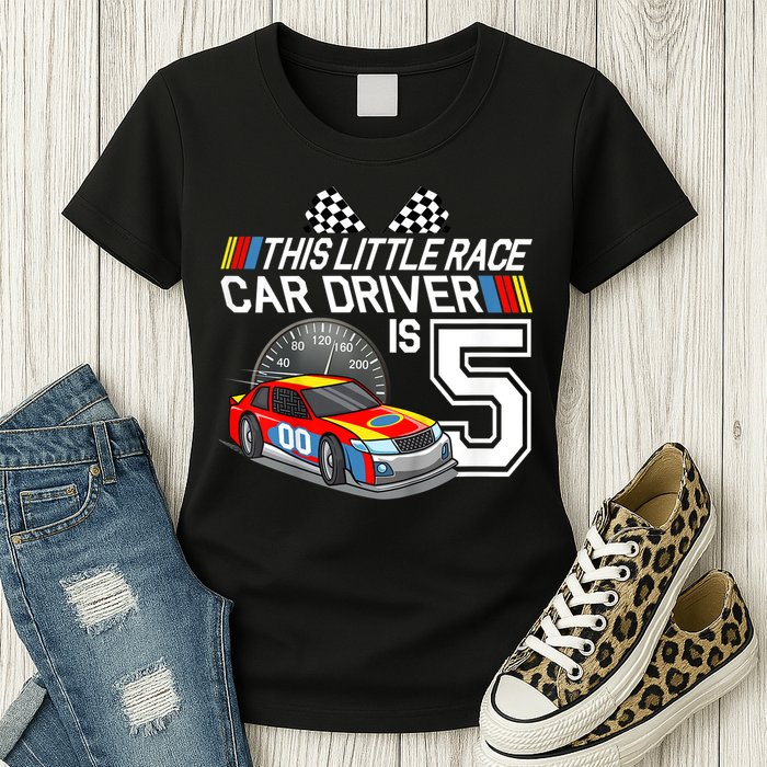 Kids 5 Year Old Race Car Birthday 5th Stock Car Racing Party Womens T-Shirt