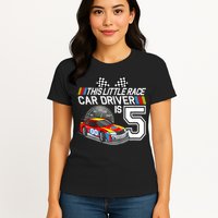 Kids 5 Year Old Race Car Birthday 5th Stock Car Racing Party Womens T-Shirt