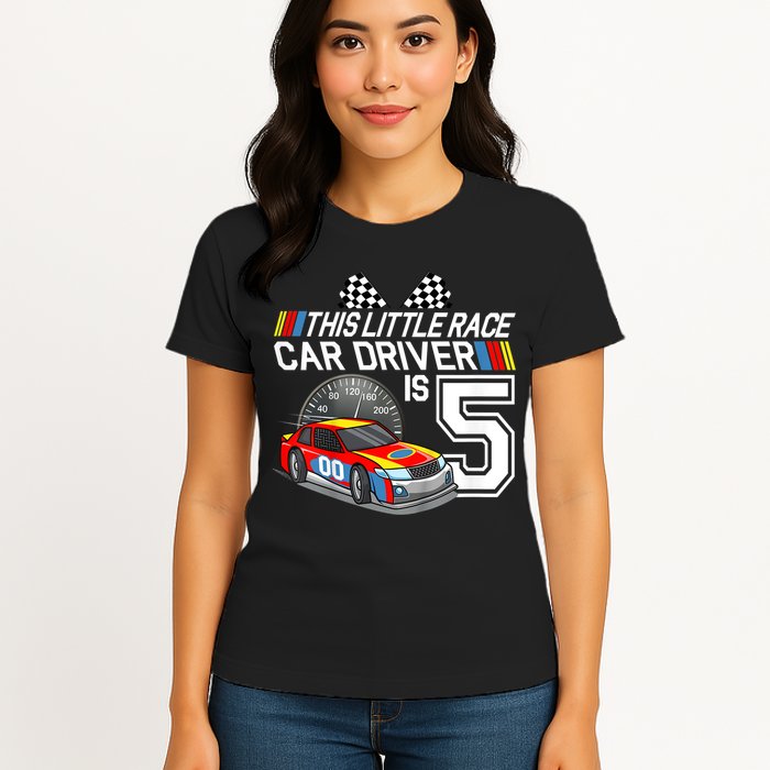 Kids 5 Year Old Race Car Birthday 5th Stock Car Racing Party Womens T-Shirt
