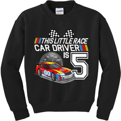 Kids 5 Year Old Race Car Birthday 5th Stock Car Racing Party Kids Sweatshirt