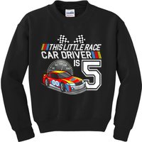 Kids 5 Year Old Race Car Birthday 5th Stock Car Racing Party Kids Sweatshirt