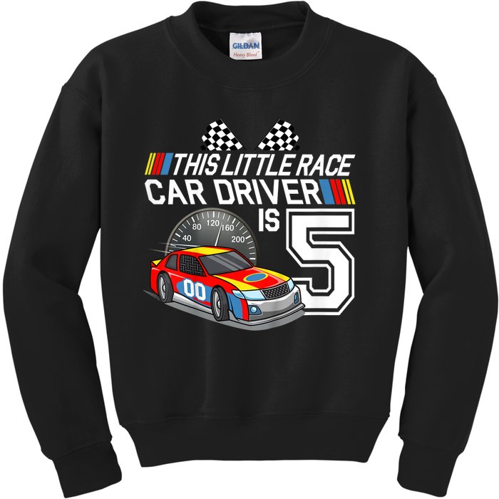 Kids 5 Year Old Race Car Birthday 5th Stock Car Racing Party Kids Sweatshirt