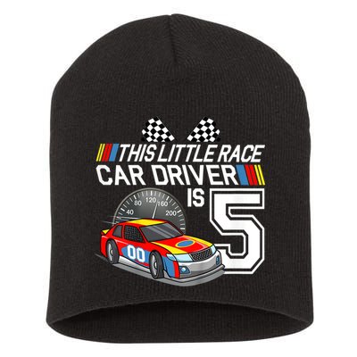 Kids 5 Year Old Race Car Birthday 5th Stock Car Racing Party Short Acrylic Beanie