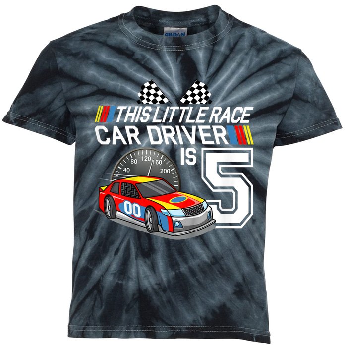 Kids 5 Year Old Race Car Birthday 5th Stock Car Racing Party Kids Tie-Dye T-Shirt