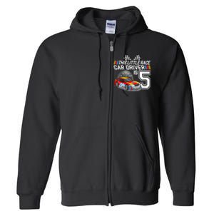 Kids 5 Year Old Race Car Birthday 5th Stock Car Racing Party Full Zip Hoodie