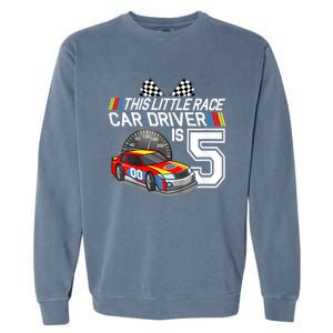 Kids 5 Year Old Race Car Birthday 5th Stock Car Racing Party Garment-Dyed Sweatshirt