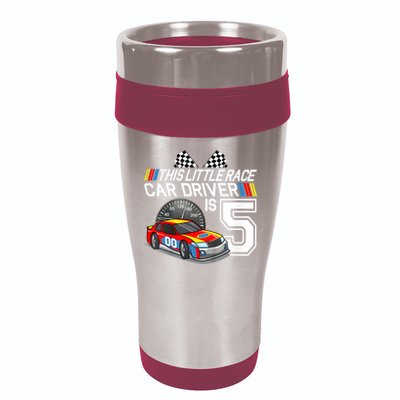 Kids 5 Year Old Race Car Birthday 5th Stock Car Racing Party 16oz Travel Tumbler