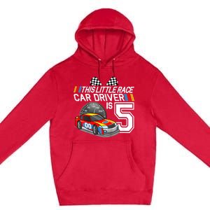 Kids 5 Year Old Race Car Birthday 5th Stock Car Racing Party Premium Pullover Hoodie