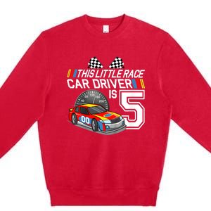 Kids 5 Year Old Race Car Birthday 5th Stock Car Racing Party Premium Crewneck Sweatshirt