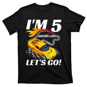 Kids 5 Year Old 5th Racing Racecar Birthday Party T-Shirt