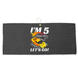 Kids 5 Year Old 5th Racing Racecar Birthday Party Large Microfiber Waffle Golf Towel