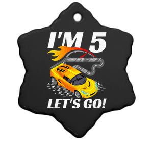 Kids 5 Year Old 5th Racing Racecar Birthday Party Ceramic Star Ornament