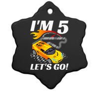 Kids 5 Year Old 5th Racing Racecar Birthday Party Ceramic Star Ornament