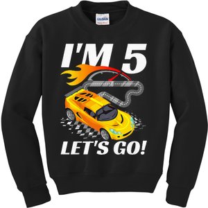 Kids 5 Year Old 5th Racing Racecar Birthday Party Kids Sweatshirt