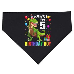 K.i.d.s 5 Year Old Shirt 5th Birthday Boy T Rex Dinosaur Shirt USA-Made Doggie Bandana