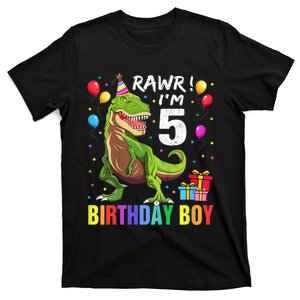 K.i.d.s 5 Year Old Shirt 5th Birthday Boy T Rex Dinosaur Shirt T-Shirt