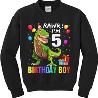 K.i.d.s 5 Year Old Shirt 5th Birthday Boy T Rex Dinosaur Shirt Kids Sweatshirt